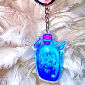 Crystal butterfly fairy potion bottle keychain